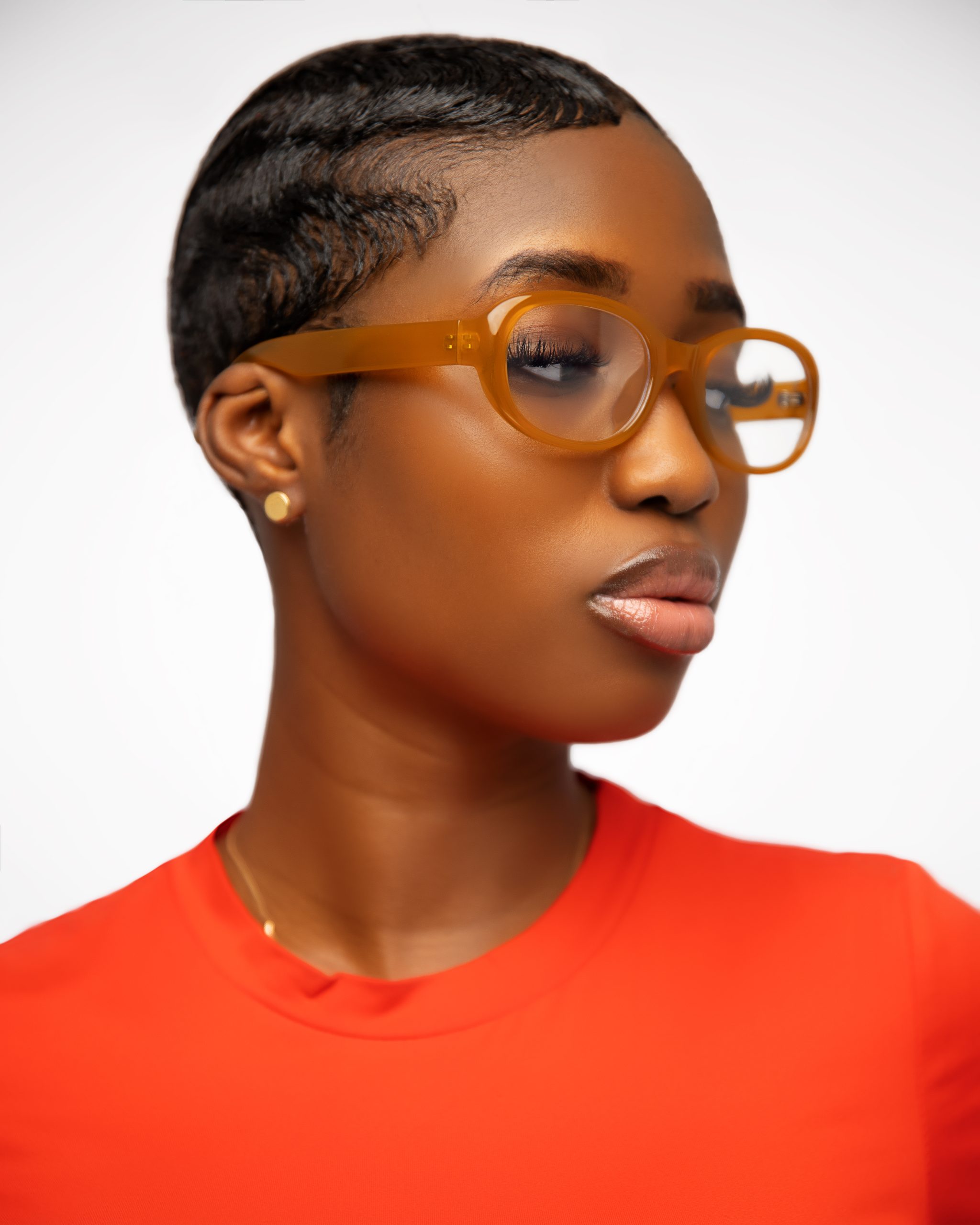 Model wearing Summer Glance eyeglasses – casual summer sunglasses by ShineSnugNights